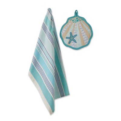 2pc Cotton Seashell Potholder Gift Set - Design Imports