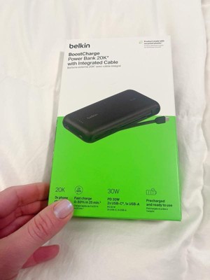 Belkin 1.75" 10000 mAh 20W Power Bank USB-C Cable & USB-C Port - Black :  Target