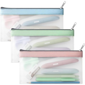 Paaaawaters Clear Pencil Pouch-3 Pack, Clear Pencil Case, Pen Holder with Zipper for Kids, Makeup Pouch, Kids Pencil Pouch - 1 of 4
