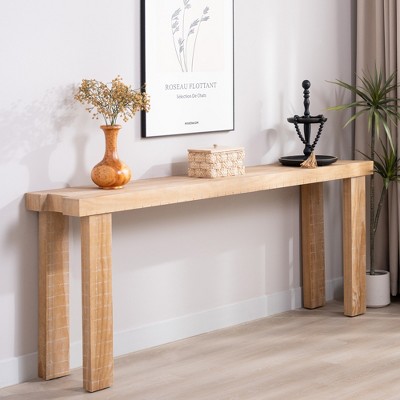 Gulches Rustic Console Table - Modern Farmhouse Design, Light Wood Finish, 77" for Entryway, Living Room