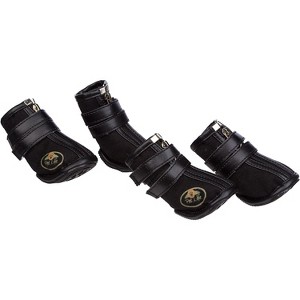 Pet Life Ruff Suede High-Support Dog Shoes Sneakers Booties - Set of 4, LG, Black - 1 of 3