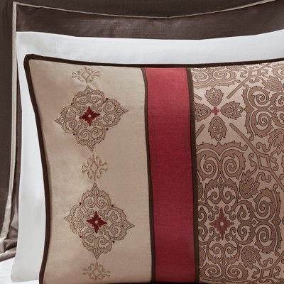 California King Red Jacquard Microfiber 24-Piece Bedding Set