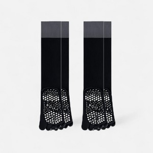 Anna-Kaci Women's 2-Pack Knee High Grip Toe Socks with Ribbed Fabric and Non-Slip Soles for Yoga and Studio Workouts - 1 of 1