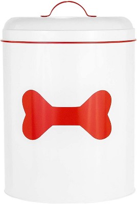 Outshine White Farmhouse Pet Dog Food Bin Food Storage Container with Lid Durable Pet Food Bin