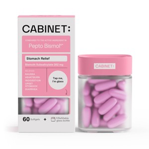 Cabinet Health Stomach Relief Bismuth subsalicylate 262mg Refillable Glass Bottle - 60ct - 1 of 4