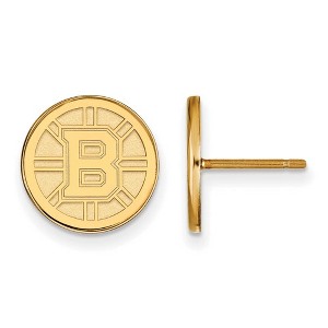 Black Bow Jewelry 14k Yellow Gold Boston Bruins NHL Stud Earrings - 1 of 3