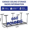 4x8 Overhead Garage Storage Rack, 22"-40" Height Adjustable Garage Ceiling Storage Rack With 4 Vertical Posts, 660lbs Weight Capacity - 4 of 4
