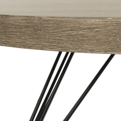 Alpine Light Brown 35" Round Wood and Metal Coffee Table