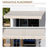 Vynxaria Retractable Awning - 12' x 10' Patio Sunshade Canopy with Manual Crank - Beige and White - 4 of 4