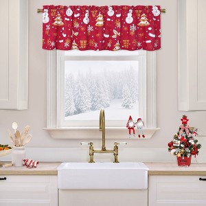 Velvet Christmas Snowman and Falling Snowflake Pattern Short Curtains - 1 of 4
