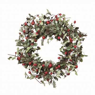 Transpac Foam Multicolor Christmas Berry and Floral Wreath