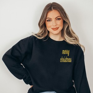 Simply Sage Market Embroidered Merry Christmas Bold Cursive Sweatshirt - 1 of 4