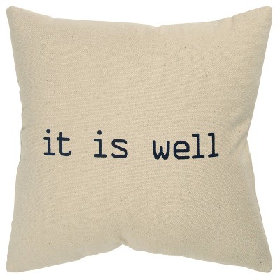 20"x20" Oversize 'It Is Well' Polyester Filled Square Throw Pillow Natural - Rizzy Home