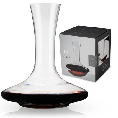 Viski Reserve European Crystal Wine Decanter Glass Wine Saver Carafe - Holds 1 Standard 25 Oz Bottle 62oz