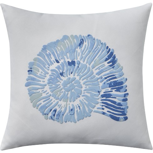 Mina Victory Beach Lifestyle Textured Conch Shell Indoor Throw Pillow White  18 X 18 : Target
