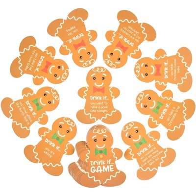 Juvale 30 Piece Christmas Game Drinking Cards Holiday Activity for Adults, Cocktail Party Games, Gingerbread Man