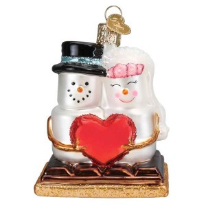 Old World Christmas 3.5 Inch S'mores In-Love Ornament Bride Groom Marshmallow Tree Ornaments - 1 of 3