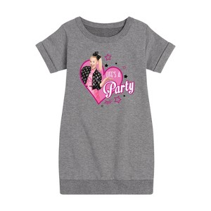JoJo Siwa Life's a Party Graphic Short Sleeve Fleece Dress - Heather Grey - 2T - 1 of 3