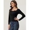 Allegra K Women's Sweetheart Neck Casual Long Sleeve Slim Fit Pullover Sweater - 3 of 4
