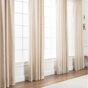 Chanasya 2pk Embossed Damask Room Darkening Window Curtain Panels - Set of 2 - 1 of 4