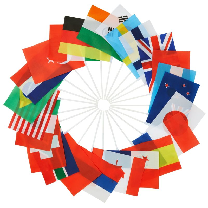 Juvale Set of 24 Small International Country Flags of the World on Stands for Desk, Mini Flags for Office and School Classroom Decor, 8x6 in, 3 of 9