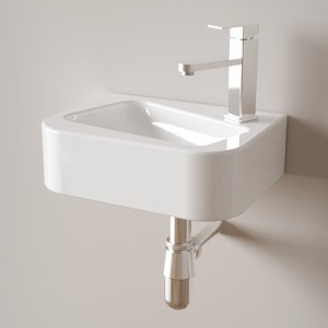 Hrinhom 14.2"W Rectangle Bathroom Vanity Sink,Modern Ceramic Wash Basin Without Faucet - 1 of 4