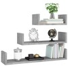 vidaXL Wall Display Shelf 3 pcs Concrete Gray Engineered Wood - 3 of 4