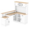 GDFStudio Tove Modern L-Shaped Computer Desk with Outlet, Drawers and Bookshelf - 4 of 4