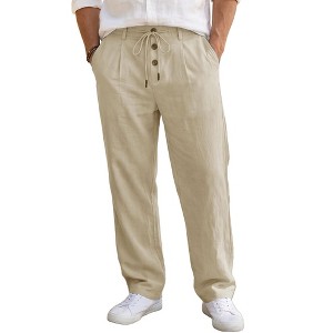 INSPIRE CHIC Men's Casual Lightweight Button Drawstring Waist
