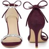 Perphy Women's Rhinestone Round Open Toe Ankle Tie Stiletto Heels Sandals - 3 of 4