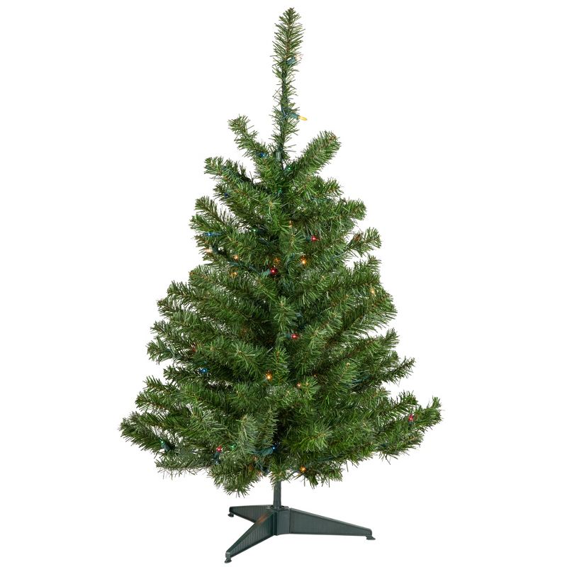 Northlight 3' Prelit Artificial Christmas Tree Canadian Pine - Multicolor Lights, 1 of 8