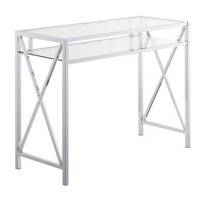 42" Oxford Chrome Desk with Shelf Clear Glass/Chrome - Breighton Home