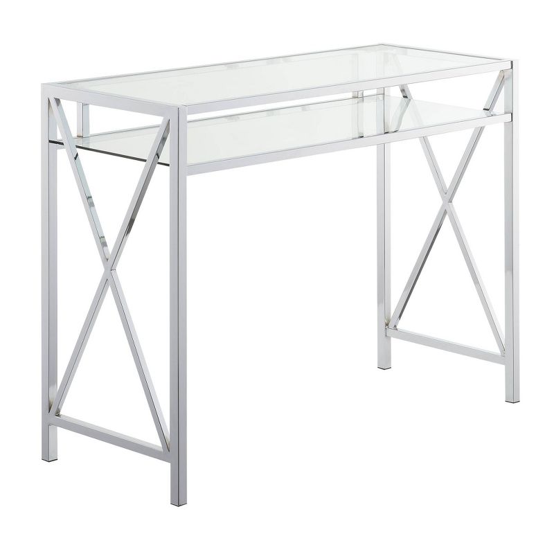 42&#34; Oxford Chrome Desk with Shelf Clear Glass/Chrome - Breighton Home, 1 of 6