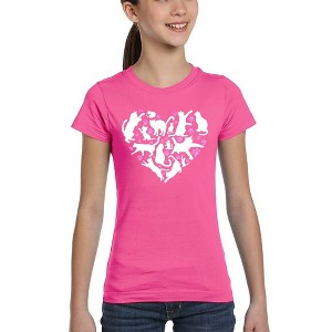 LA Pop Art Cat Heart - Girl's Word Art T-Shirt - 1 of 4