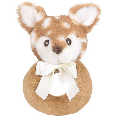 Bearington Baby Lil' Willow, 5.5 Inch Fawn Plush Stuffed Animal, Soft Baby Rattles and Plush Rings
