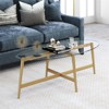 Mid-Century Metal Brass and Glass Coffee Table - Henn&Hart - 2 of 4
