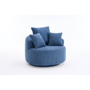 Lyngins Round Swivel Accent Chairs with 3 Pillows and Curved Backrest,Upholstered Swivel Reading Chairs,Polyester Sofa Chairs for Living Room - 1 of 4