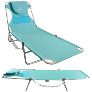 Ostrich Ladies Comfort Lounger with Chest Support, Foldable and Portable Reclining Outdoor Patio Beach Lawn Camping Pool Tanning Chair, Aqua - 1 of 4