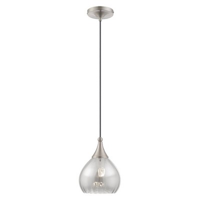 Livex Lighting Art Glass 1 - Light Pendant in  Brushed Nickel