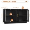 55" Sideboard Buffet Cabinet, Wooden Coffee Bar Cabinet with 4 Glass Doors, Entryway Console Table, Floor Cupboard Cabinet for Kitchen Living Room - 2 of 4