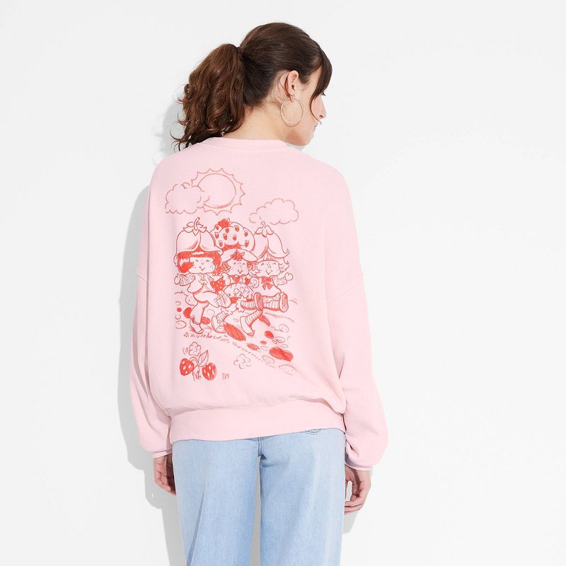 Women's Strawberry Shortcake Fine Line Graphic Sweatshirt - Pink, 2 of 6