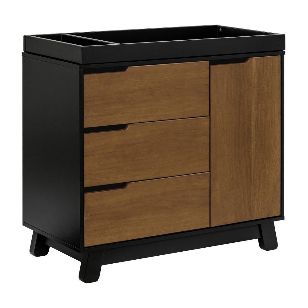 Babyletto Hudson 3-Drawer Changer Dresser with Removable Changing Tray - Black/Natural Walnut -  88474921