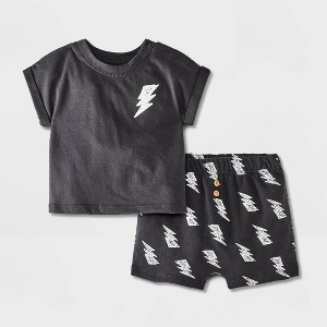 Grayson Mini Baby Bolt Short Sleeve Set - Black - 1 of 4