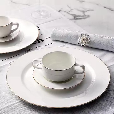 AOSTIRMOTOR Gold Rim Dinnerware Gold Luxury Bone Dinnerware