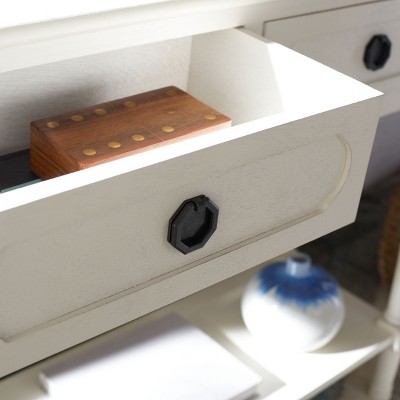 Allura Distressed White Wood 2-Drawer Console Table