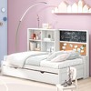 KIGFTSOD Daybed with Storage Shelves, Blackboard, Cork board, USB Ports and Twin Size Trundle, White - 3 of 4
