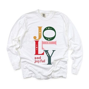 Simply Sage Market Women's Jolly and Joyful Long Sleeve Garment Dyed Tee - 1 of 3