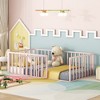 Twin Size Metal Floor Bed Frame with Fence and Door - 2 of 4