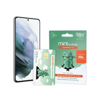 Mint Mobile Samsung S21 5G 1-Year Service SIM Bundle