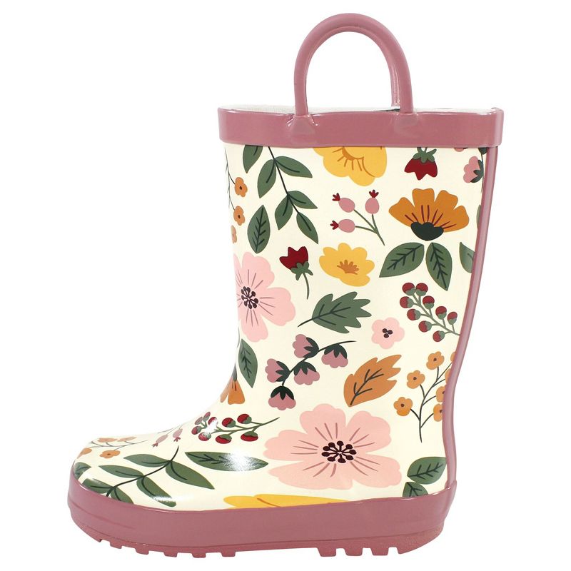 Hudson Baby Juniors Girls Rain Boots, Fall Botanical, 1 Youth